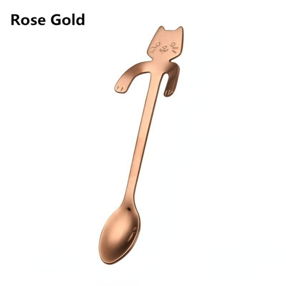 Adorable Cat-Shaped Stainless Steel Coffee Spoon for Desserts and Snacks, perfect for serving ice cream.