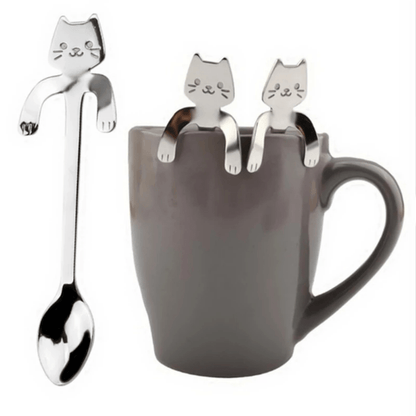 Adorable Cat-Shaped Stainless Steel Coffee Spoon for Desserts and Snacks, perfect for serving ice cream.