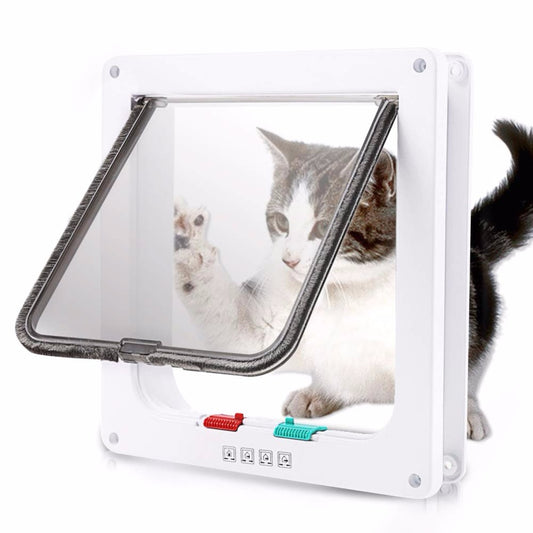 Durable ABS plastic dog and cat flap door with secure 4-way locking for easy pet access and added home security.