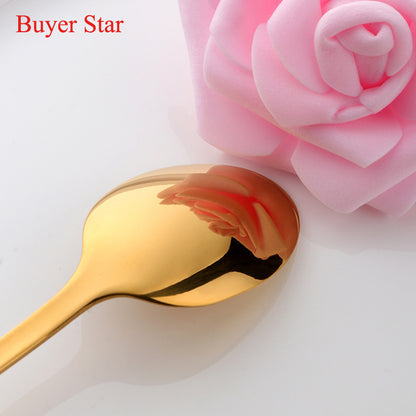 Luxurious colorful mini tea spoon made of 18/10 stainless steel, with a rose gold and silver finish. Perfect for parties and elegant dining settings.