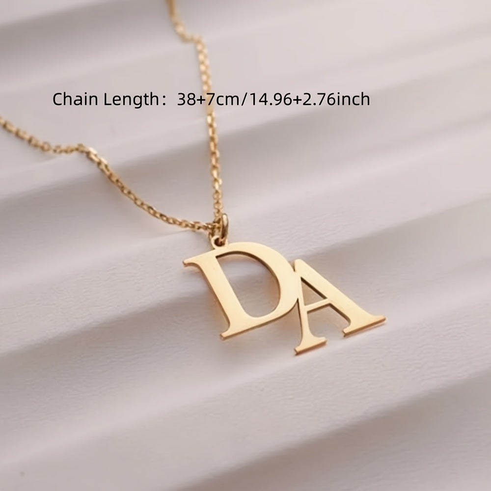 Customized stainless steel pendant necklace with 1-2 letters, ideal for couples. A fashionable and simple Valentine's Day jewelry piece that makes for a unique gift and is perfect for everyday wear.