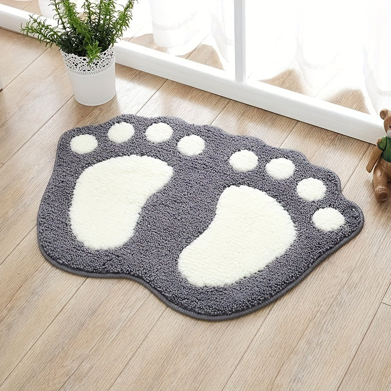 Paw Print Bathroom Floor Mat - Absorbent, Quick-Drying, and Non-Slip - Soft Kitchen Carpet Rug, Perfect for Bathroom, Bedroom, or Living Room - Ideal Home Decor and Bathroom Supplies