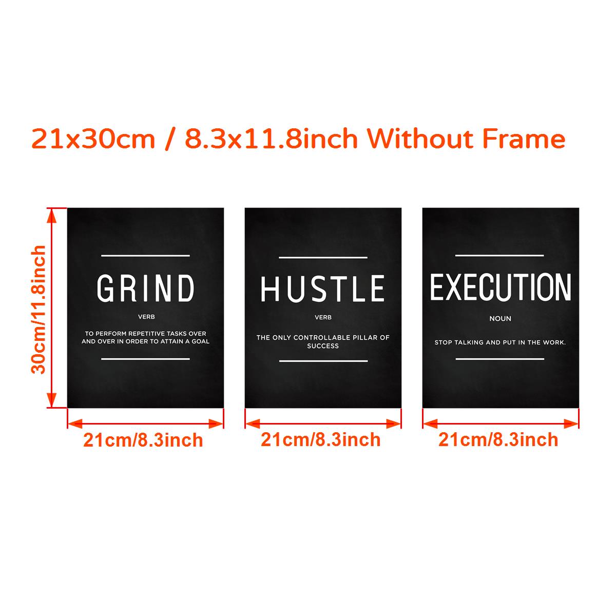 Set of 3 motivational canvas wall art quotes for friends, entrepreneurs, and home office decor - posters without frames.