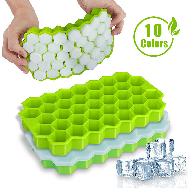 Silicone Ice Tray with Honeycomb Design - Create 37 Hexagonal Ice Cubes and Balls with Precision