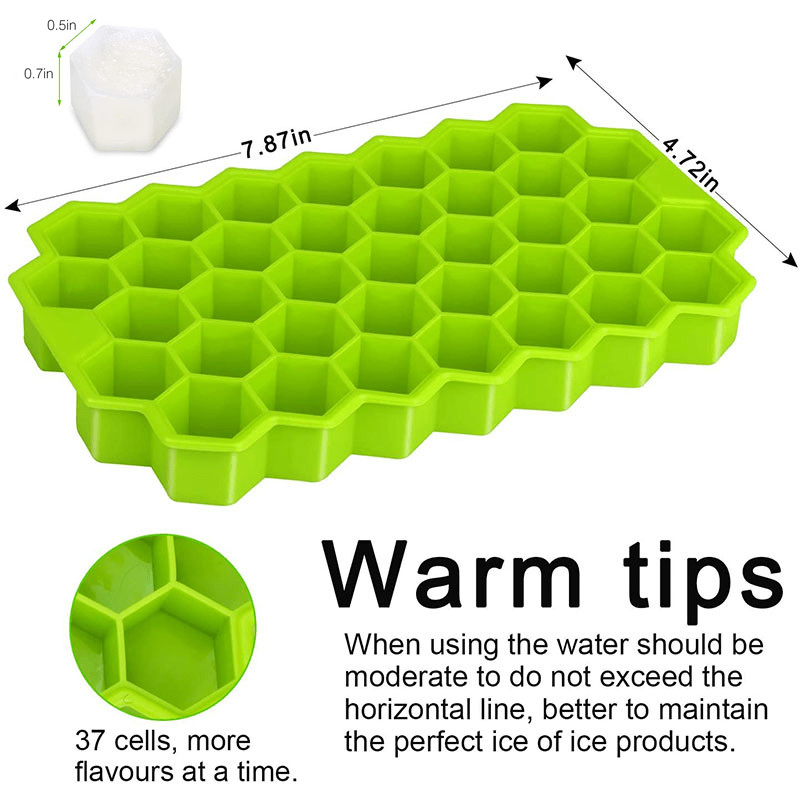 Silicone Ice Tray with Honeycomb Design - Create 37 Hexagonal Ice Cubes and Balls with Precision