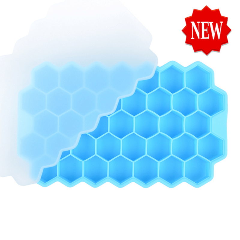 Silicone Ice Tray with Honeycomb Design - Create 37 Hexagonal Ice Cubes and Balls with Precision