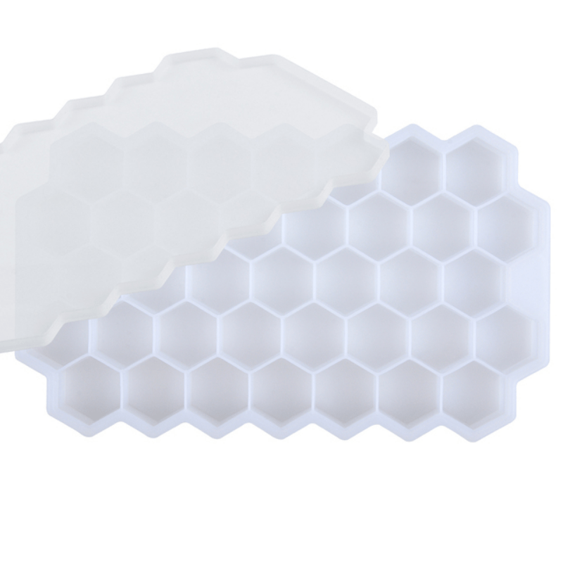 Silicone Ice Tray with Honeycomb Design - Create 37 Hexagonal Ice Cubes and Balls with Precision