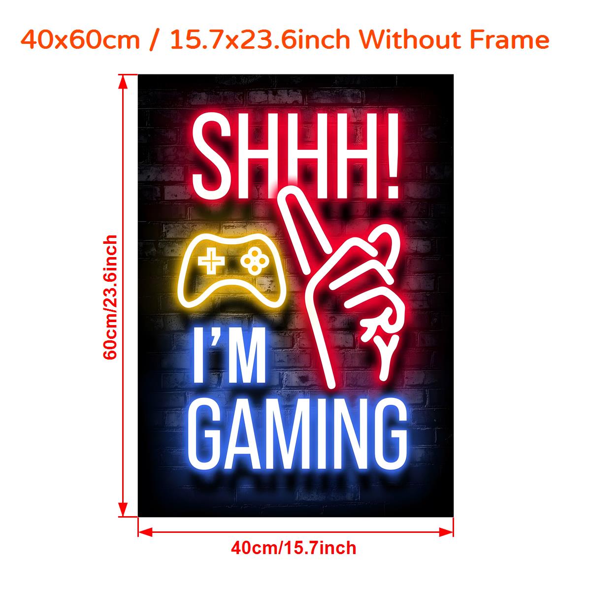 1 pc Neon Effect "I Am Gaming" canvas painting poster for living room or bedroom wall decor. Frame not included.