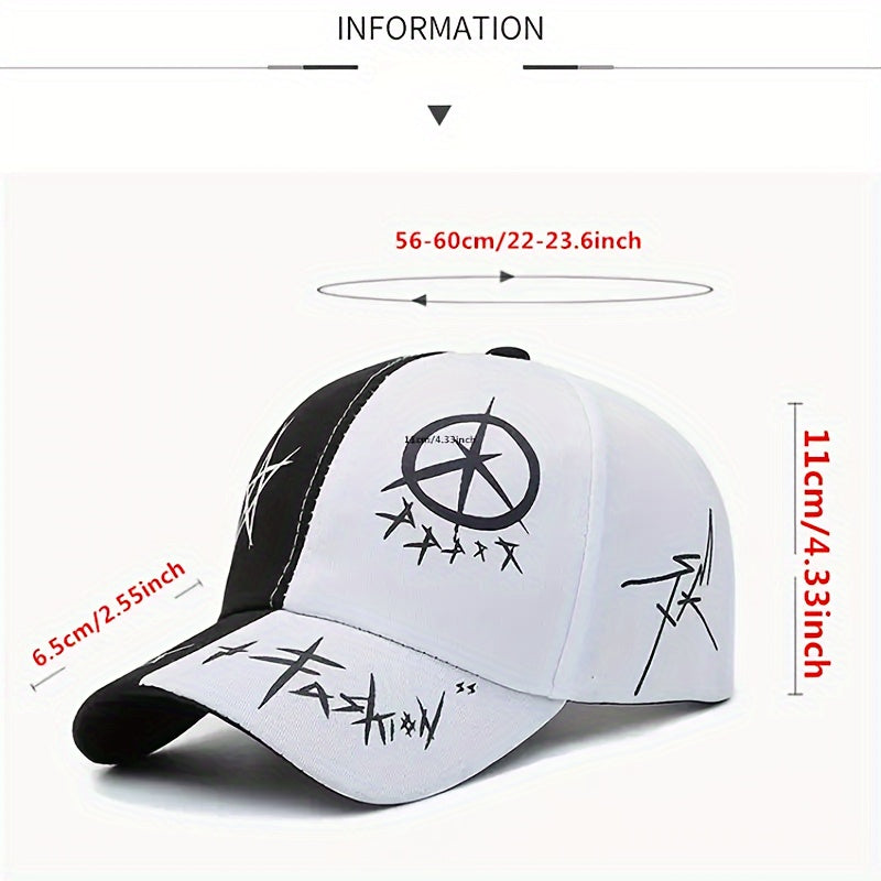 Breathable baseball cap with adjustable fit and trendy pattern for outdoor sports.