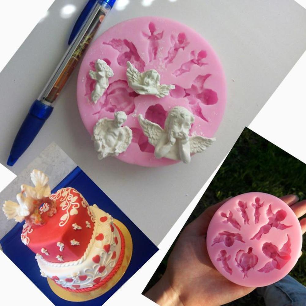 Angel-shaped silicone mold for making 3D fondant, DIY pudding, chocolate candies, desserts, gummy candies, cupcakes, handmade soaps, ice cubes, ice cream. A must-have for cake decorating, baking, and kitchen items.