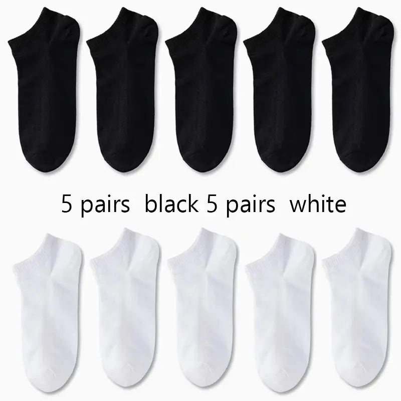 10 pairs of comfortable and breathable men and women ankle socks for spring and summer.