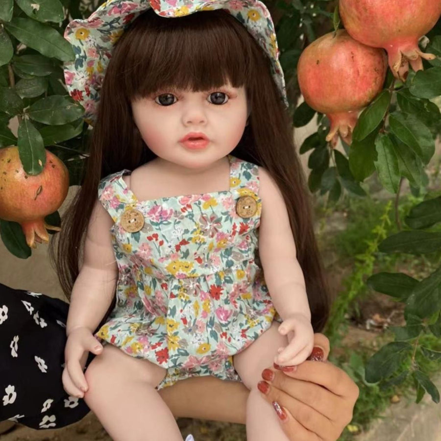 BZDOLL 55 CM Soft Body Vinyl Reborn Baby Girl Doll Toy, Lifelike 22 Inch Realistic Princess Toddler, Art Bebe Birthday Gift for Child.