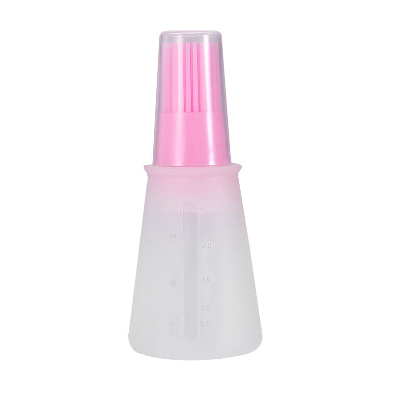 Portable silicone oil bottle with brush for outdoor baking and BBQ.