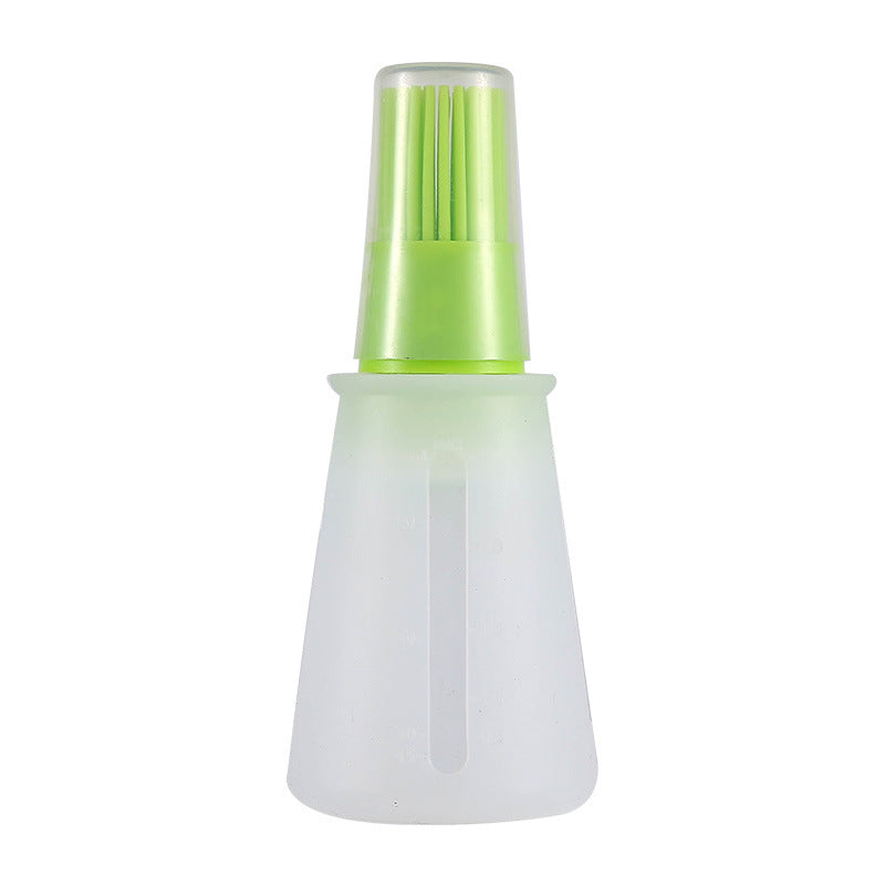 Portable silicone oil bottle with brush for outdoor baking and BBQ.