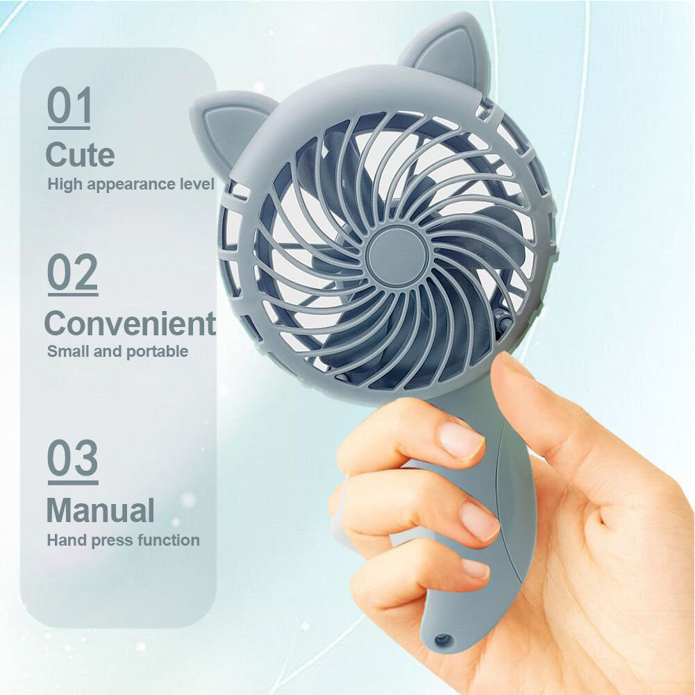 The WhimsyCat Manual Handheld Fan is a compact and portable personal cooling solution. Made of durable plastic, this cute cartoon-designed fan is perfect for use around the house. With no batteries required, you can enjoy a refreshing breeze wherever you