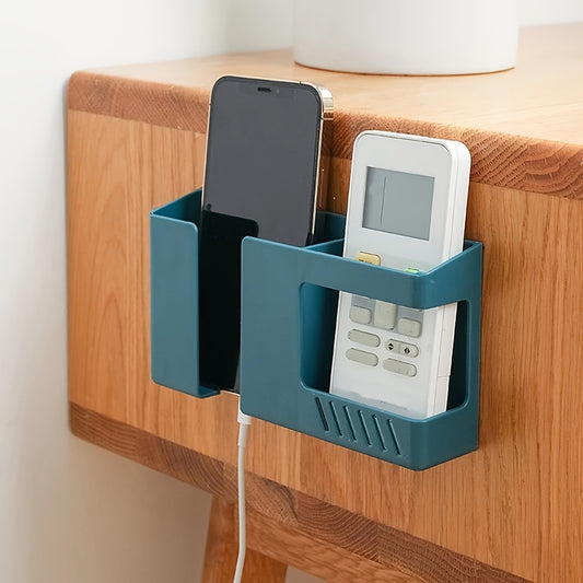 1pc Wall-Mounted Remote Control and Phone Holder for Easy Charging and Organization without Marking Walls.