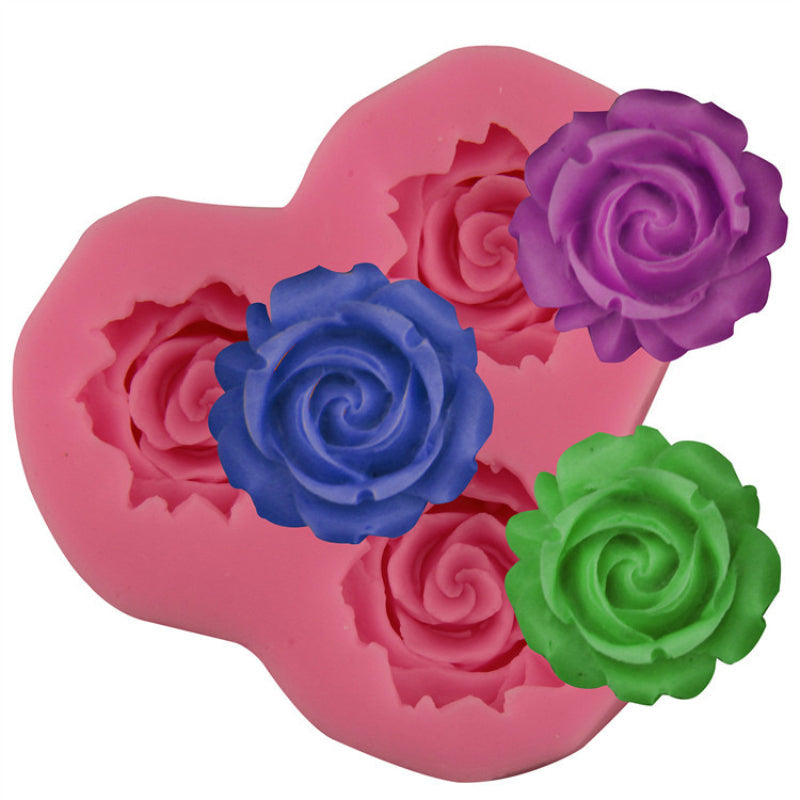 Rose Flower Shaped Silicone Mold with 3 Cavities - Perfect for DIY Pudding, Chocolate, Candy, Desserts, Gummy, Cupcake, Handmade Soap, Ice Cube, Ice Cream. Ideal for Cake Decorating, Baking, and Kitchen Crafting.