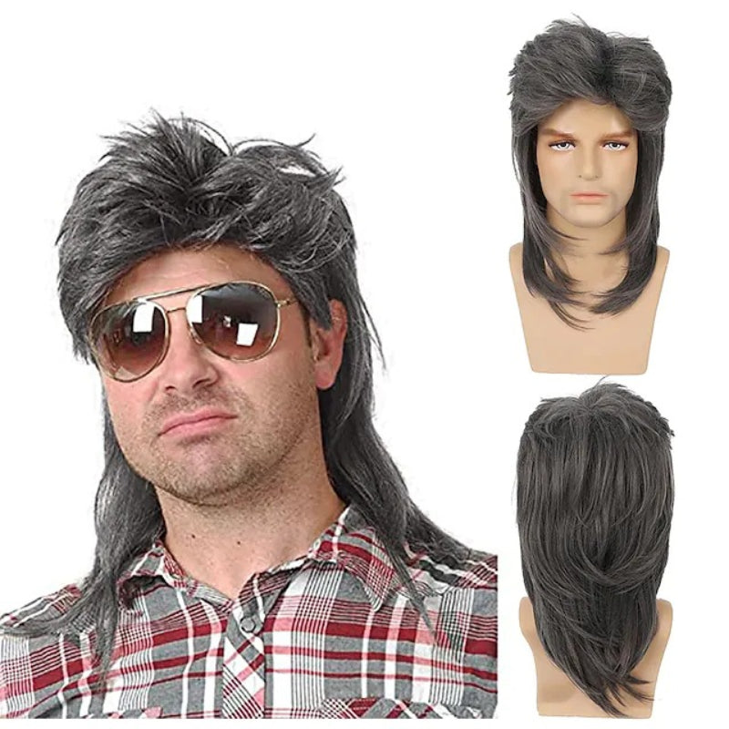 Top-selling costume wigs for men for 70s and 80s themed parties. Featuring a brown fancy party accessory perfect for cosplaying.