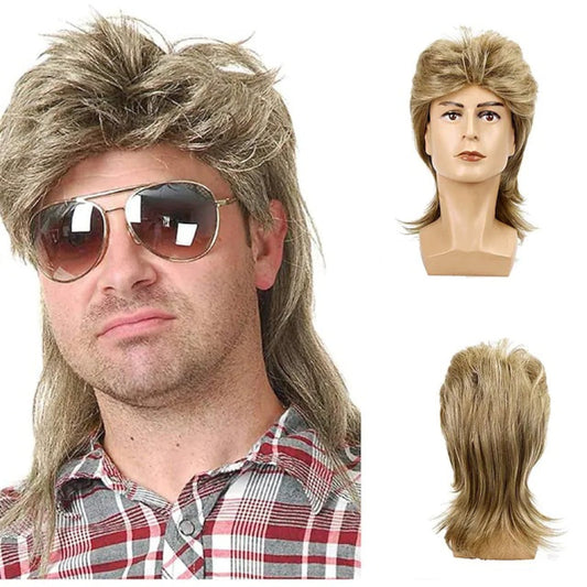 Top-selling costume wigs for men for 70s and 80s themed parties. Featuring a brown fancy party accessory perfect for cosplaying.