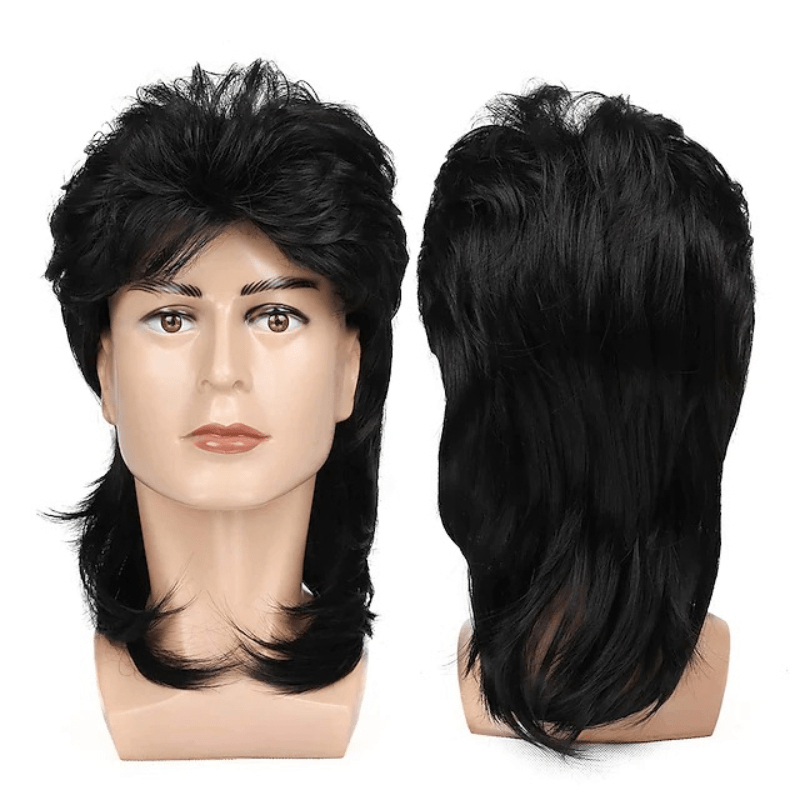 Top-selling costume wigs for men for 70s and 80s themed parties. Featuring a brown fancy party accessory perfect for cosplaying.