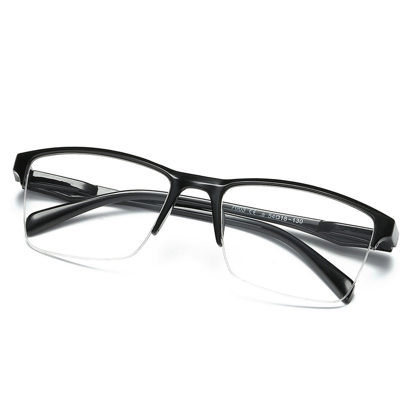 Men and women black resin reading glasses with half frame, portable and ultralight. Ideal for gifts.