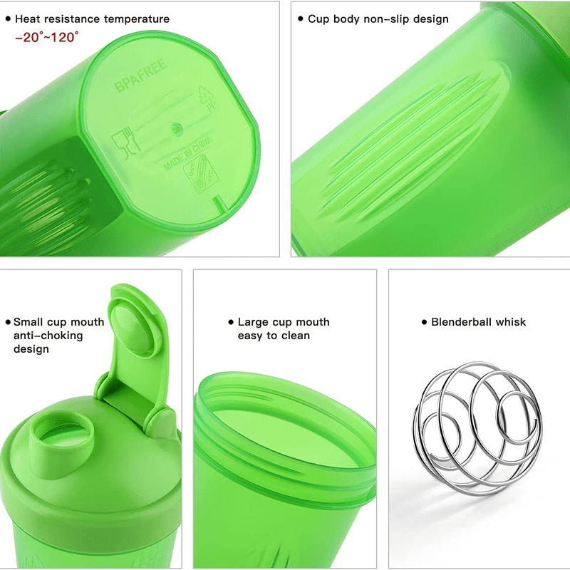 400ML Blender Shaker Bottle, zanglamas whisk to'pi bilan, oqmas va BPA-siz protein kokteyllari va mashg'ulotlar uchun. Sport zalida va maktabda ideal.