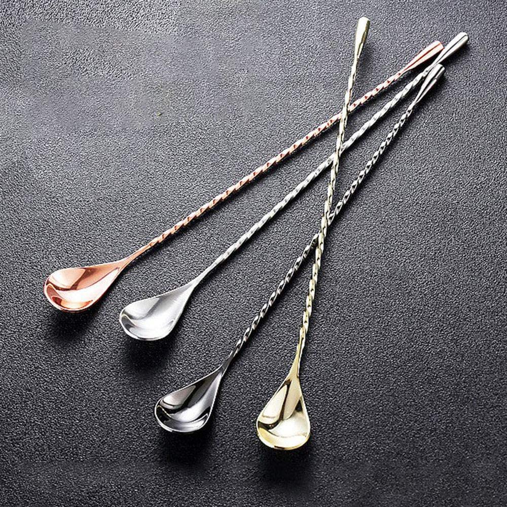 Long Stainless Steel Spiral Cocktail Spoon with a 12-Inch Handle