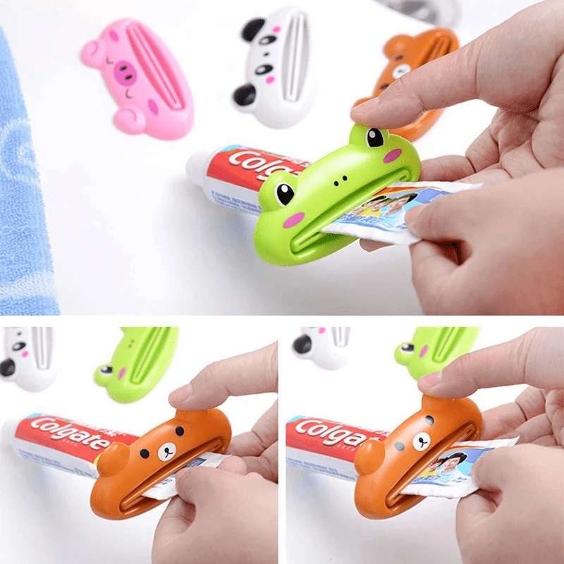 Toothpaste squeezer with animal design for bathroom use.