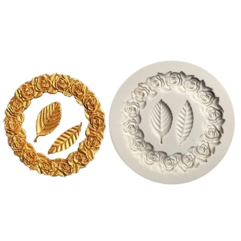 Silicone Rose Wreath Chocolate Mold - Create Beautiful DIY Cakes with Flower Shape Candy - Perfect for Baking and Decorating - Fondant Mold for Kitchen Gadgets and Accessories