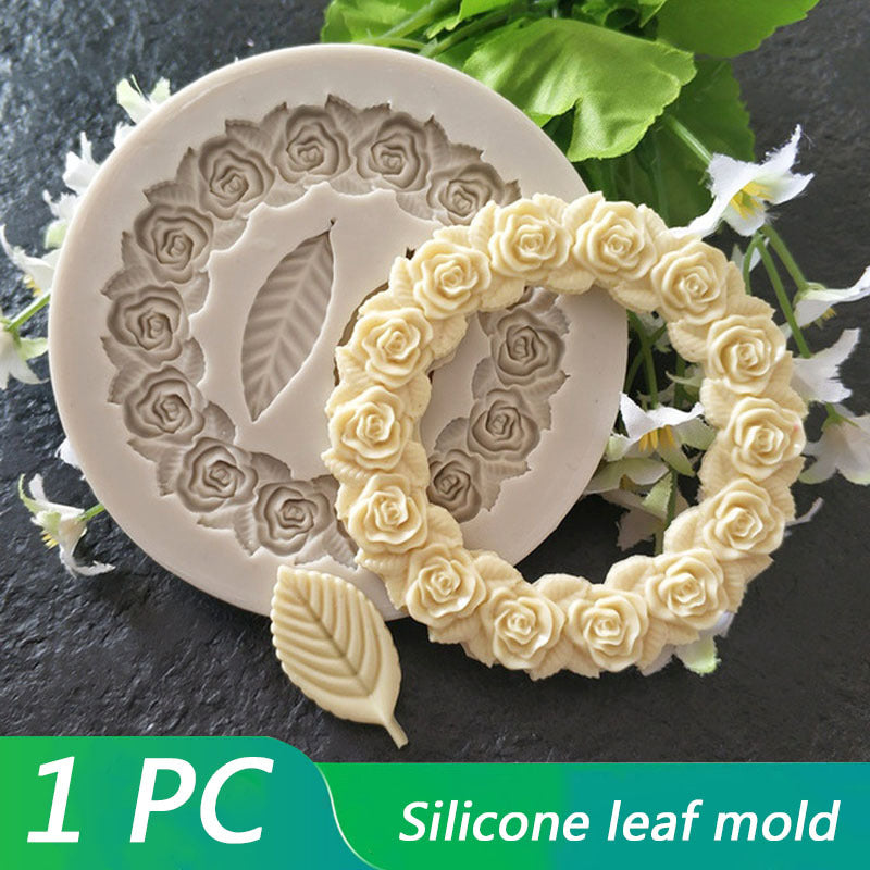 Silicone Rose Wreath Chocolate Mold - Create Beautiful DIY Cakes with Flower Shape Candy - Perfect for Baking and Decorating - Fondant Mold for Kitchen Gadgets and Accessories