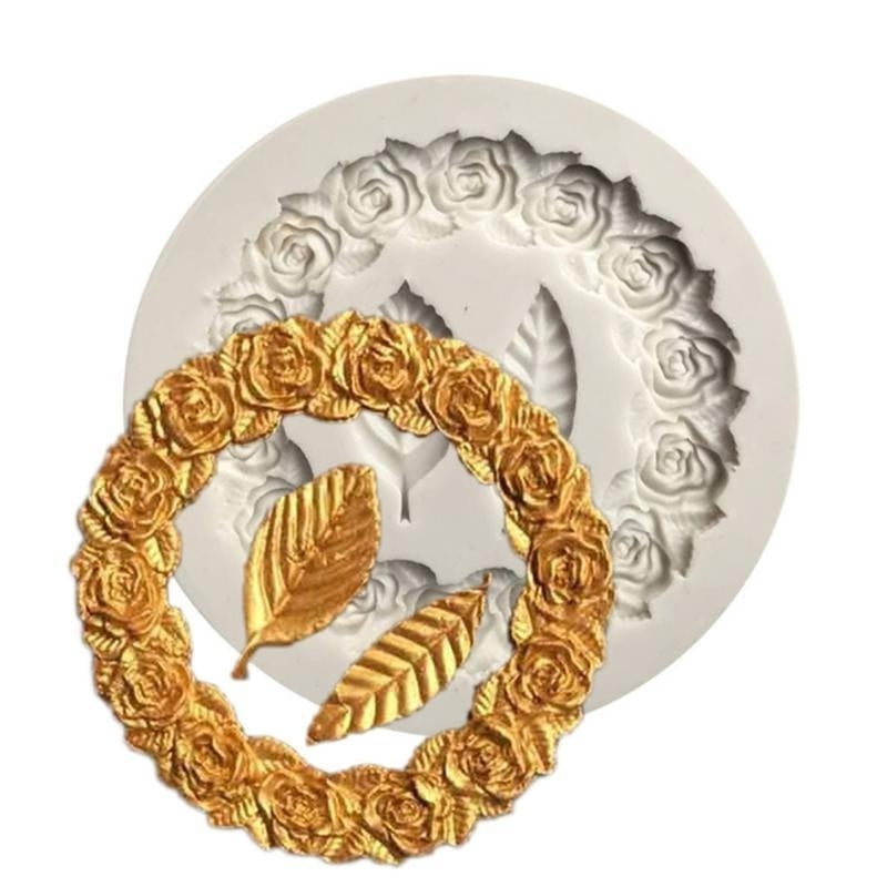 Silicone Rose Wreath Chocolate Mold - Create Beautiful DIY Cakes with Flower Shape Candy - Perfect for Baking and Decorating - Fondant Mold for Kitchen Gadgets and Accessories