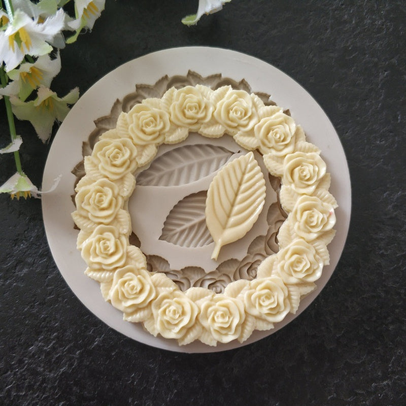 Silicone Rose Wreath Chocolate Mold - Create Beautiful DIY Cakes with Flower Shape Candy - Perfect for Baking and Decorating - Fondant Mold for Kitchen Gadgets and Accessories