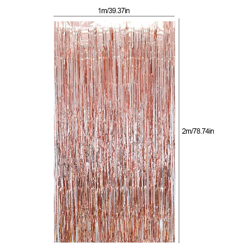 Metallic foil fringe tinsel streamer for party decoration, suitable for birthdays, weddings, showers, and more.