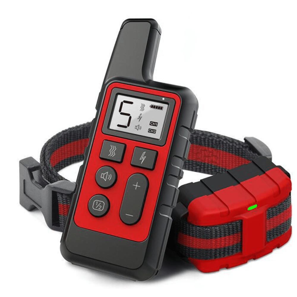 Rechargeable Electronic Pet Training Collar with 500m Remote Control, Vibration, Electric Shock & Buzz Modes, USB Charging, Lithium Polymer Battery, Plastic Material.