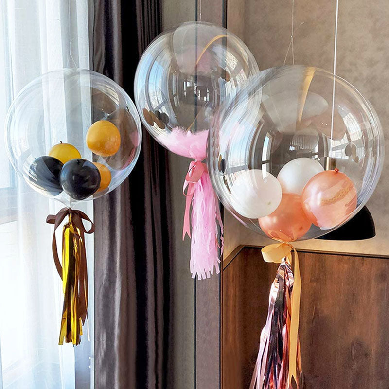 Transparent Bobo Bubble Balloon (10pcs, 60.96cm) for Wedding, Birthday, Baby Shower, or Holiday Parties. Great for decorations and gifts.