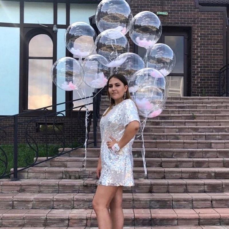 Transparent Bobo Bubble Balloon (10pcs, 60.96cm) for Wedding, Birthday, Baby Shower, or Holiday Parties. Great for decorations and gifts.