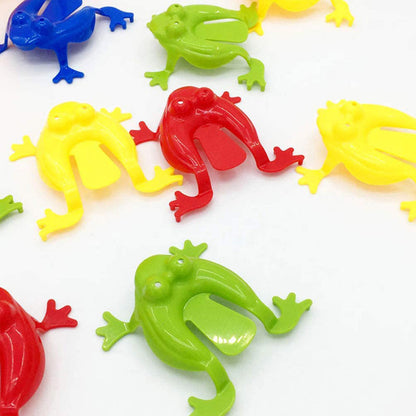 20 FunBounce Fidget Jumping Frogs: Plastic Stress Relief Toys for Kids, Ideal Holiday Party Favors, No Electricity Required, Featherless