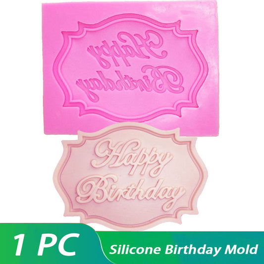 One piece of a 3D silicone mold for creating Happy Birthday chocolate, candy, or fondant decorations. Perfect for DIY cake decorating tools, baking essentials, and kitchen gadgets and accessories for your home.