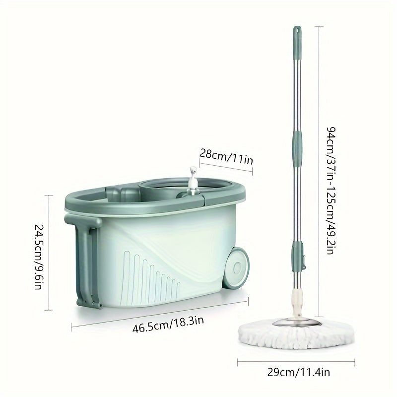 Metal Spin Mop Set with Bucket - Hand-Pressed Dual-Drive System - Versatile Wet & Dry Mop for Cleaning Living Spaces, Bedrooms, Bathrooms, and Kitchens