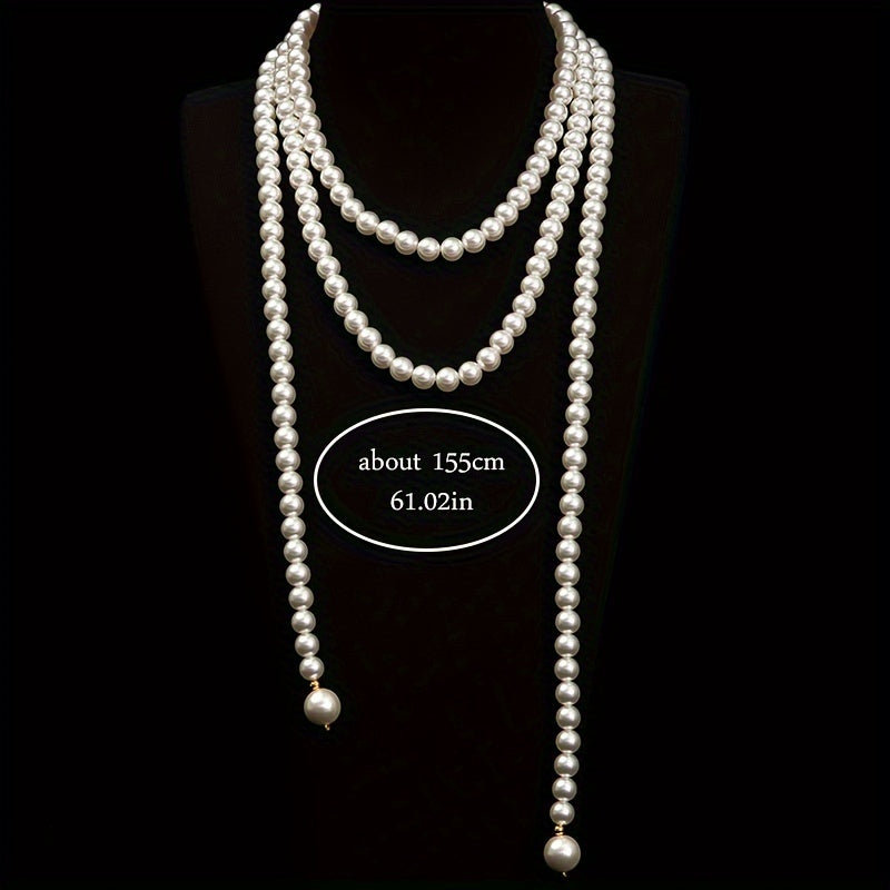 Classic French-Inspired Shell Pearl Necklace, Perfect for Everyday or Special Events, a Timeless and Elegant Piece of Luxury Jewelry with Versatile Long Chain