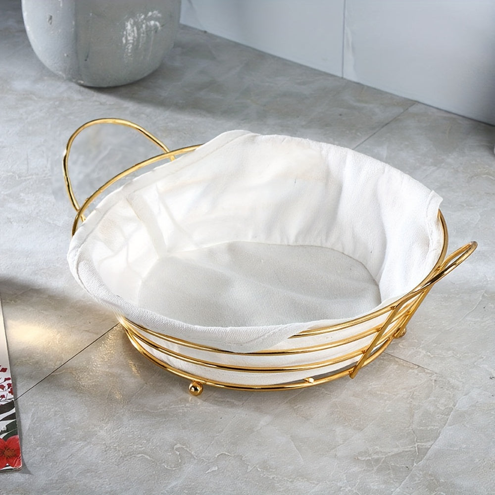 Iron bread basket for storage and organization of fruits, snacks, and more in kitchen, bedroom, living room, dorm, or office.