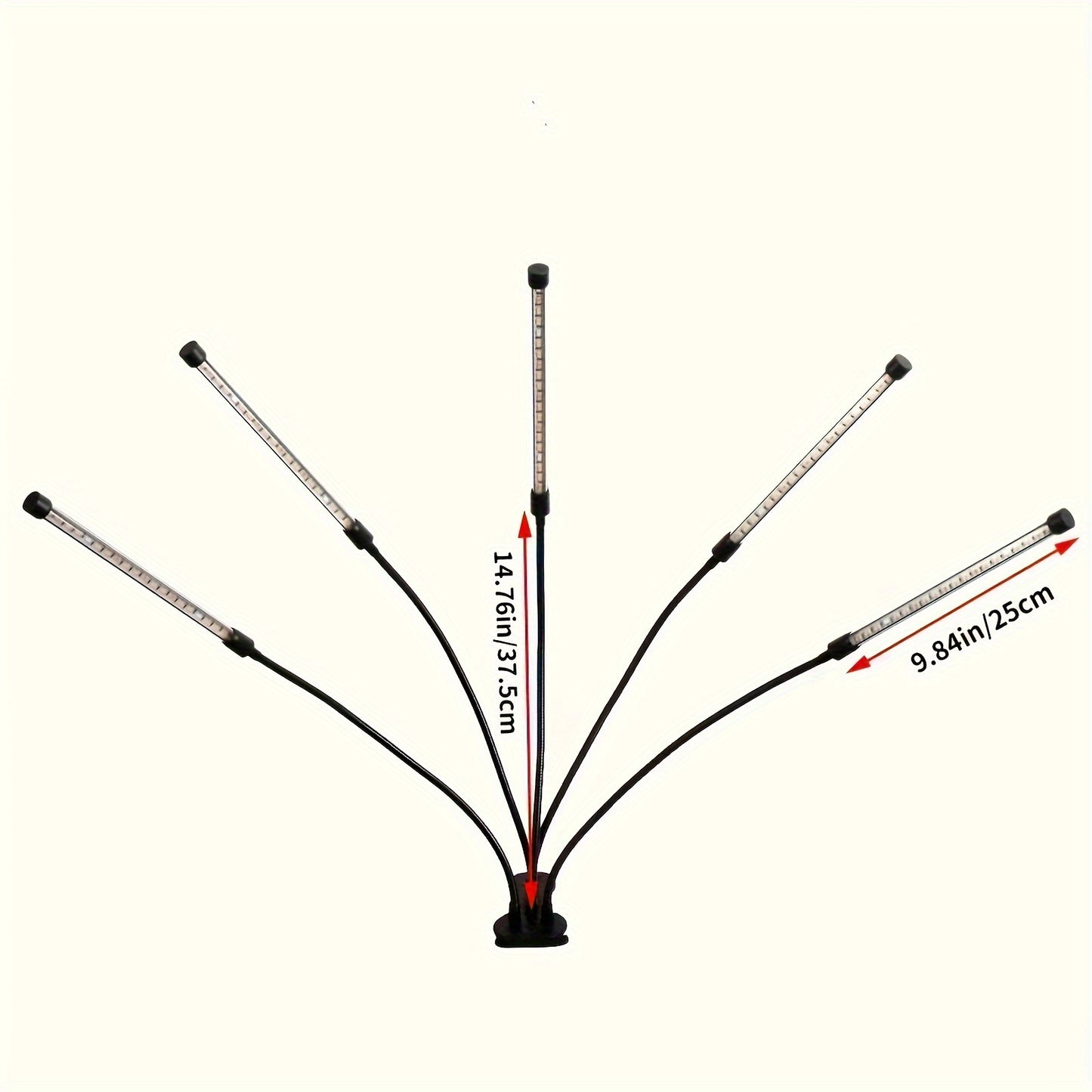 The 5/2-Head LED Grow Light is a full spectrum clip plant light with yellow, blue, and red LEDs, perfect for indoor plants. It features 5 brightness levels and an automatic timer with