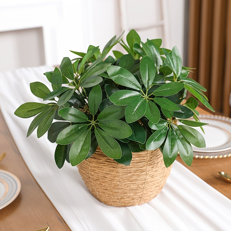 1 piece 13-inch artificial plant with stem and fake leaves, perfect for decorating living rooms, hotels, offices, and windows. Ideal for home and room decor.