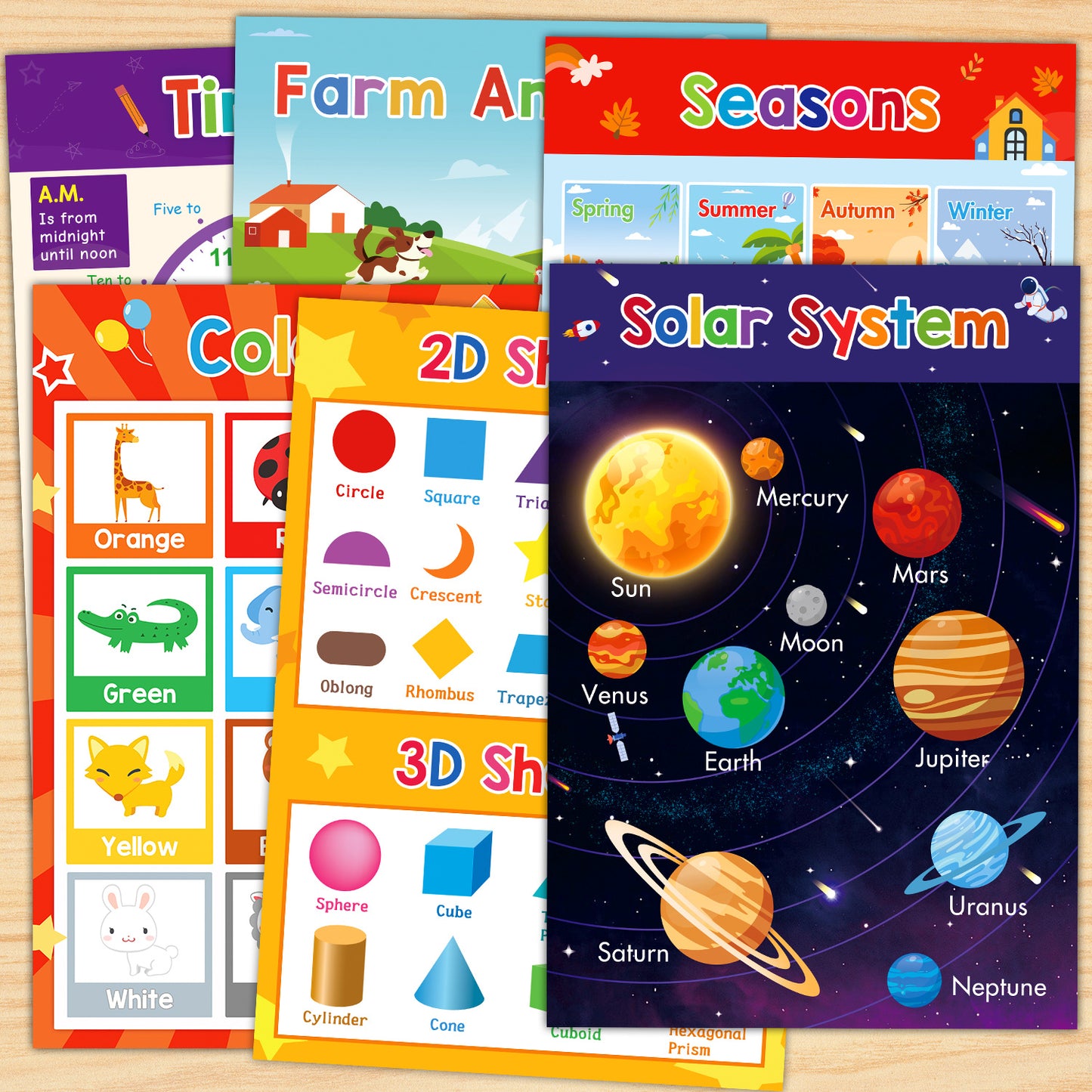 Print Painting with 18 Themes, Early English A3 Big Cards for Kindergarten Classroom Decor