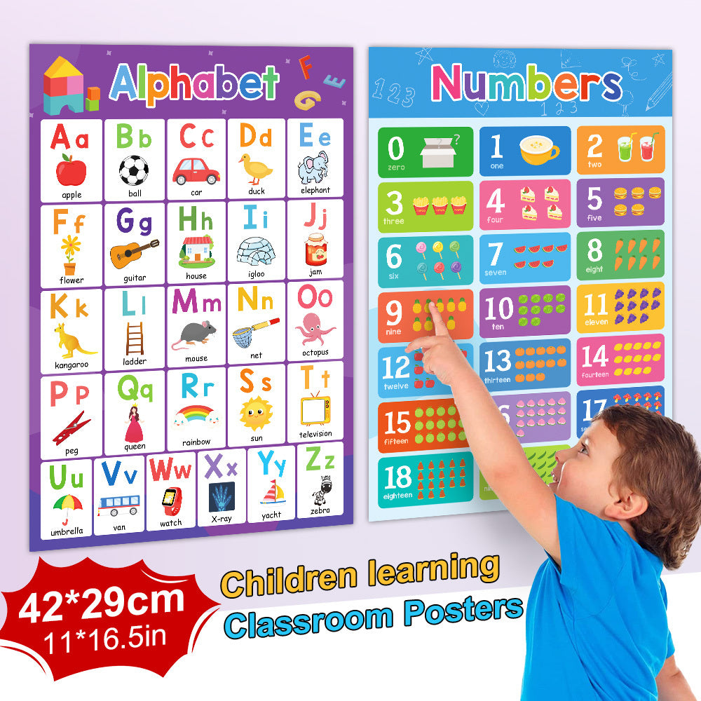 Print Painting with 18 Themes, Early English A3 Big Cards for Kindergarten Classroom Decor