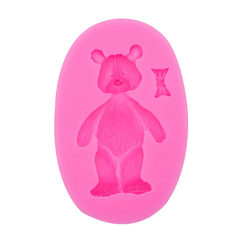 One-piece Cute Bear Chocolate Mold - This 3D Silicone Cartoon Candy Mold is perfect for DIY Cake Decorating and Baking. Featuring a Kawaii design with a Bowtie, this Fondant Mold is a must-have Kitchen Gadget and Home Kitchen Item.