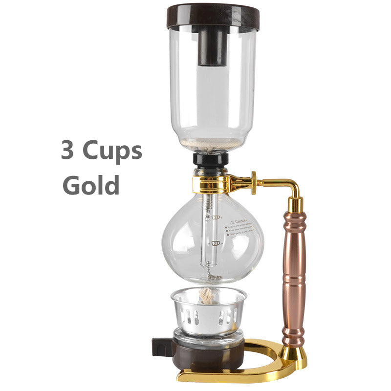 Sophisticated Glass Vacuum Syphon Coffee Maker for 3 Cups - Traditional Japanese Influence, Handcrafted Brewing Vessel with Wooden Stand, Complete with Spoon & Brush, Heat-Resistant Design for Ideal Coffee & Tea, Manual Brewing Device|Timeless Japanese