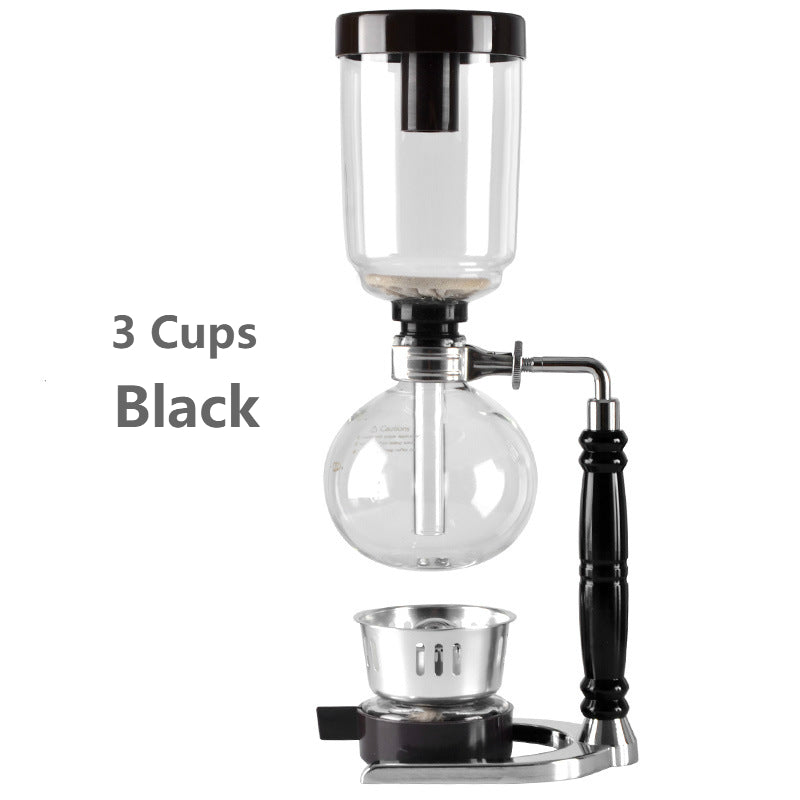 Sophisticated Glass Vacuum Syphon Coffee Maker for 3 Cups - Traditional Japanese Influence, Handcrafted Brewing Vessel with Wooden Stand, Complete with Spoon & Brush, Heat-Resistant Design for Ideal Coffee & Tea, Manual Brewing Device|Timeless Japanese