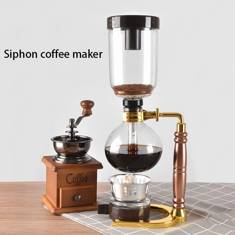 Sophisticated Glass Vacuum Syphon Coffee Maker for 3 Cups - Traditional Japanese Influence, Handcrafted Brewing Vessel with Wooden Stand, Complete with Spoon & Brush, Heat-Resistant Design for Ideal Coffee & Tea, Manual Brewing Device|Timeless Japanese