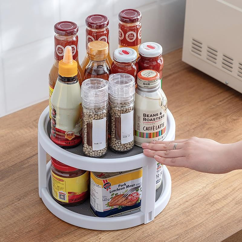 Multi-Functional 360° Rotating Spice Rack Organizer with Anti-Sliding Storage Tray for Kitchen Accessories - 1 Piece